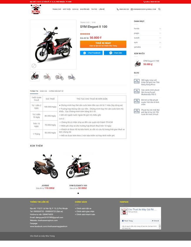 Theme blogspot dịch vụ cho thuê xe máy chuẩn seo